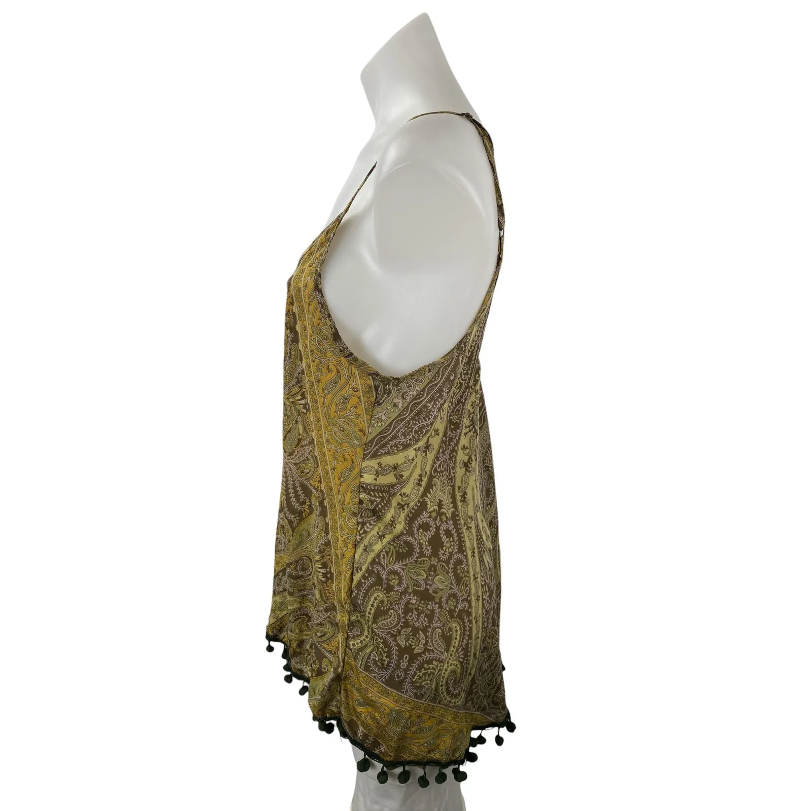 El Pasaje Oriental Multicolor Paisley Floral 100% Silk Y2k Cami Tank Top Size M Size M - Image 3