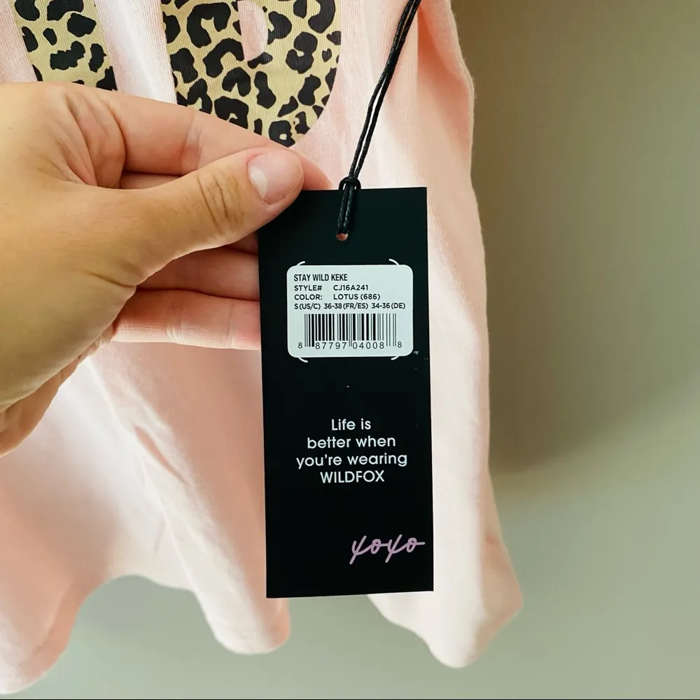 Wildfox 'Stay Wild' Leopard Print Tee Shirt Pink Sz Small - Image 8