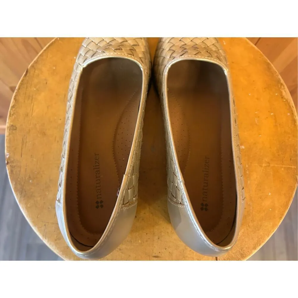 Naturalizer Woven Brazil Leather Ballet Flats Loafers Shoes Womens 7.5N Pewter - Image 5