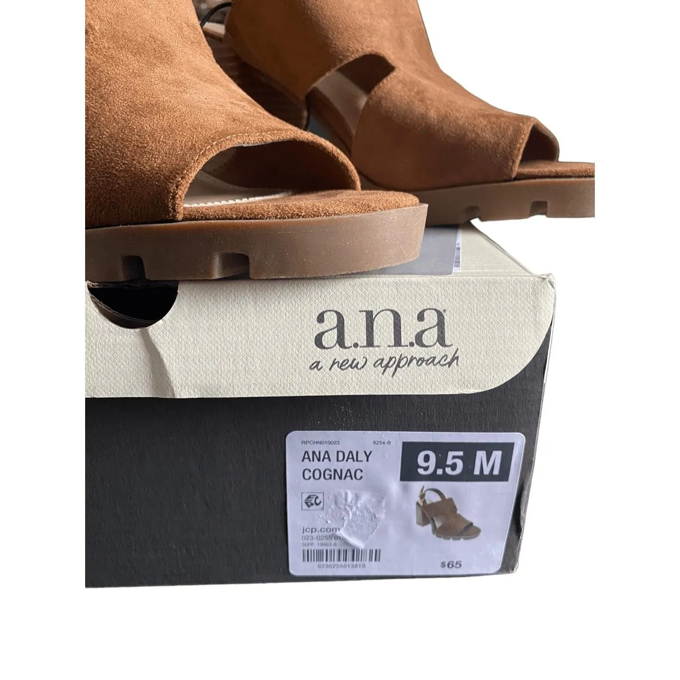 A.N.A Daly Womens Cognat Brown Suede Strappy Open Toe Block Heel Sandals - Image 9