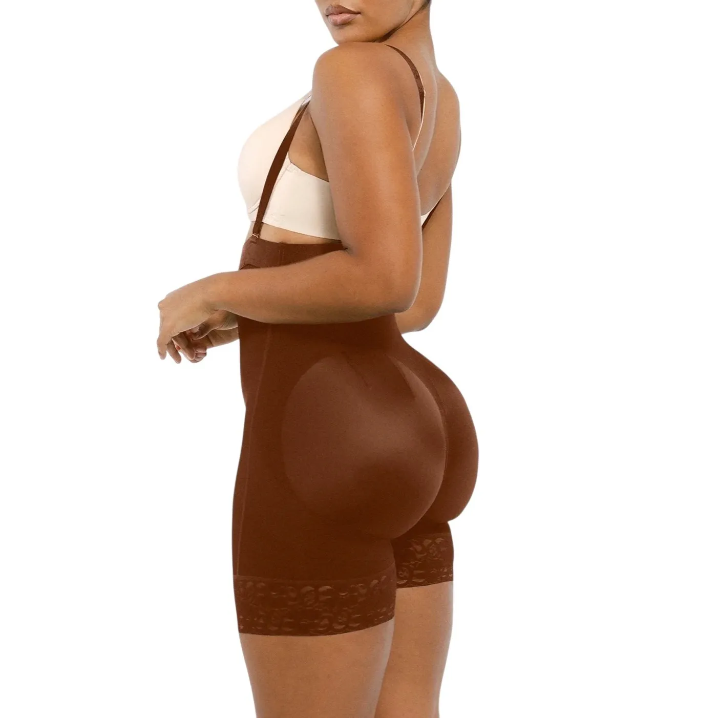 Shapellx NWT AirSlim Firm Tummy Compression Shaping Short Shapewear Brown Med - Image 2