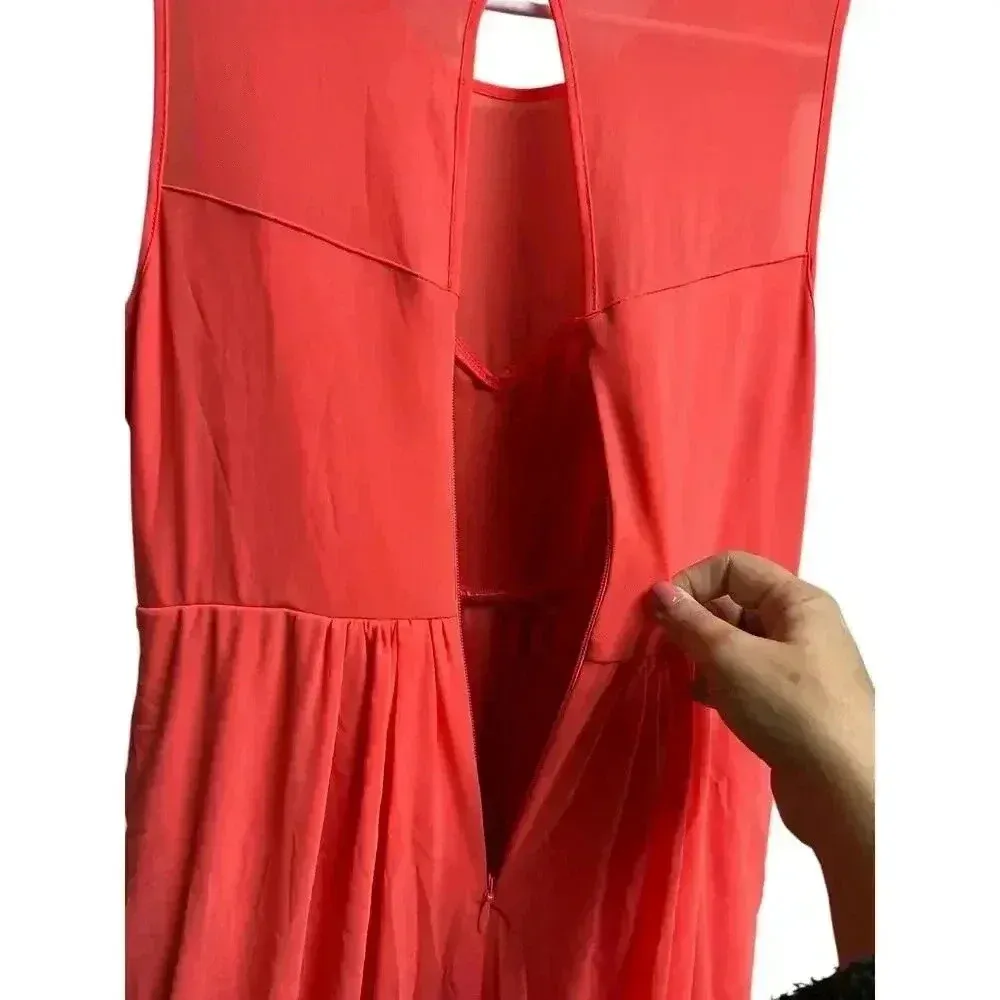 Asos Maternity Mesh Keyhole Dress Peach/Orange Size 6 - Image 12