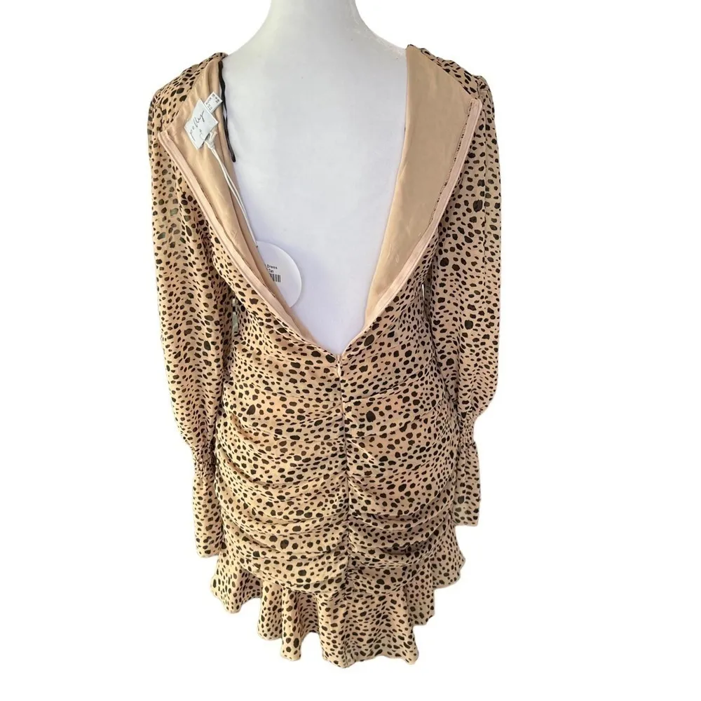 Princess Polly - NWT Animal Print Leopard Ruched Arias Mini Party Dress Sz 6 - Image 5