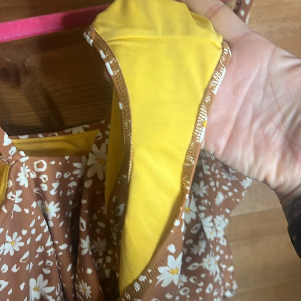 Aerie Floral Open Tie Full Coverage One Piece Swimsuit Strap /Strapless Brown XL - Image 11