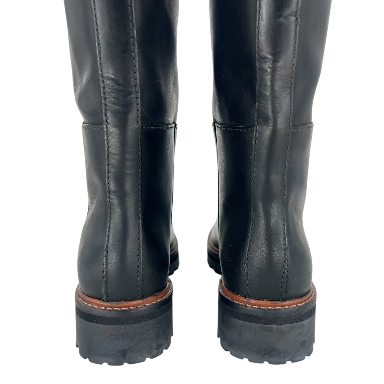 Reformation Kata Black Leather Knee High Bucket Boot - Image 14