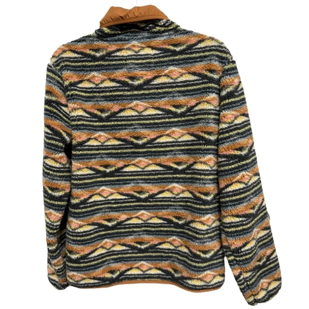 Billabong Switchback Print Fleece Pullover Front Pocket Sherpa Jacket Medium - Image 4