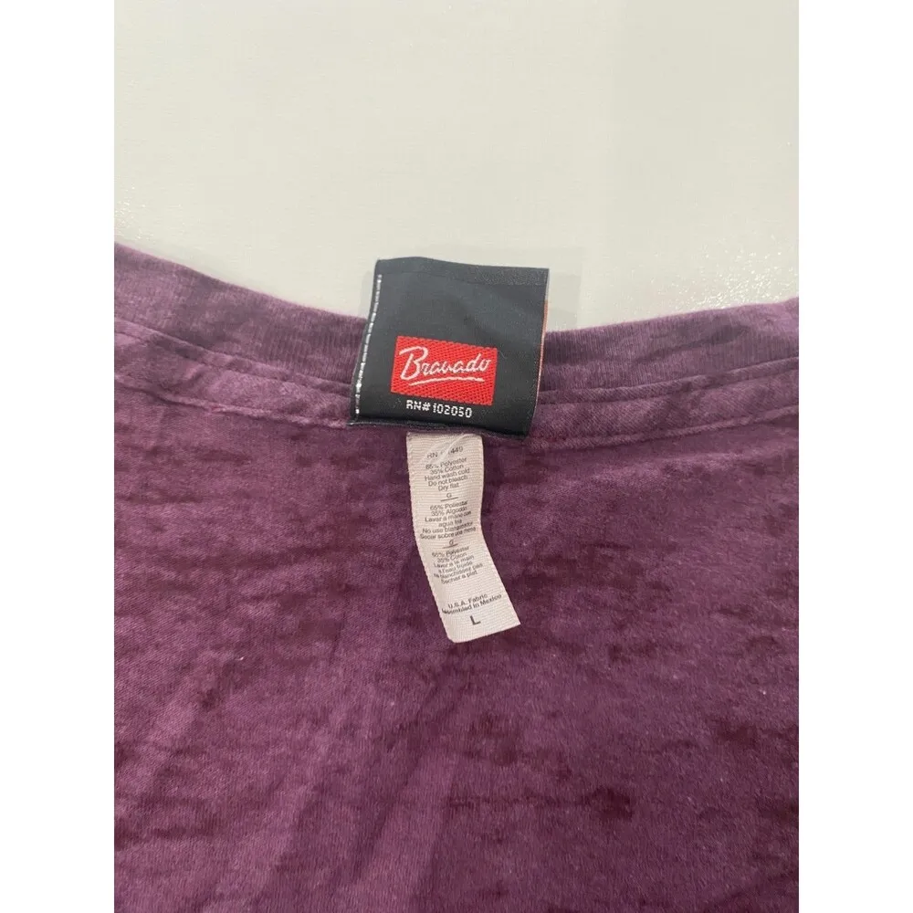 Harley Davidson Purple Burnout Eagle T-Shirt Size L Motor City Farmington Hills - Image 6