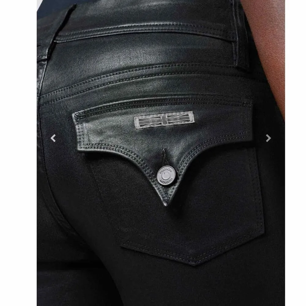 Hudson Beth Mid Rise Baby Boot Size 32 Black Coated Beauty Inseam 34” Long - Image 13