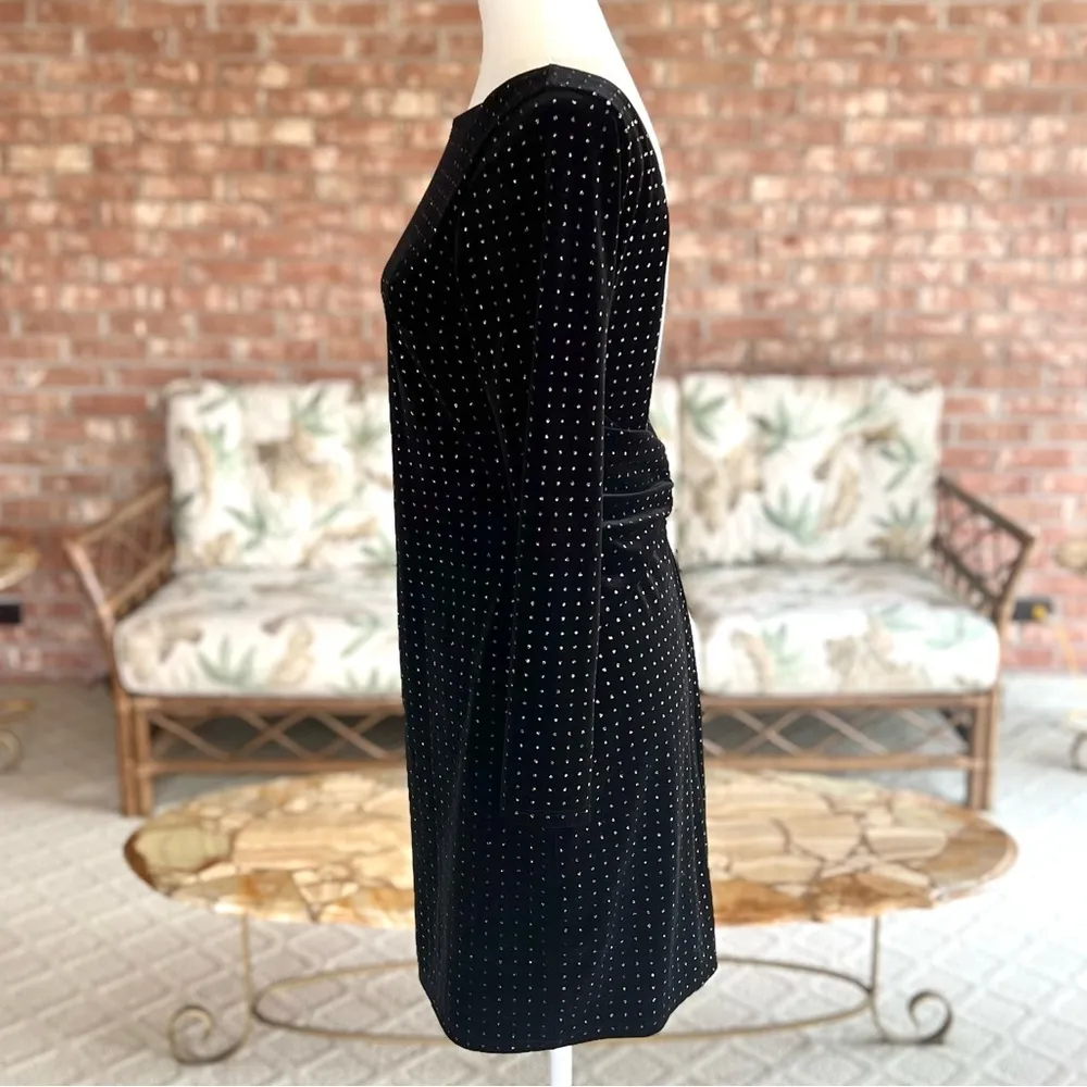 Express Velvet Dress Black Cocktail Shimmer Backless Long Sleeve Mini M (6/8) - Image 9