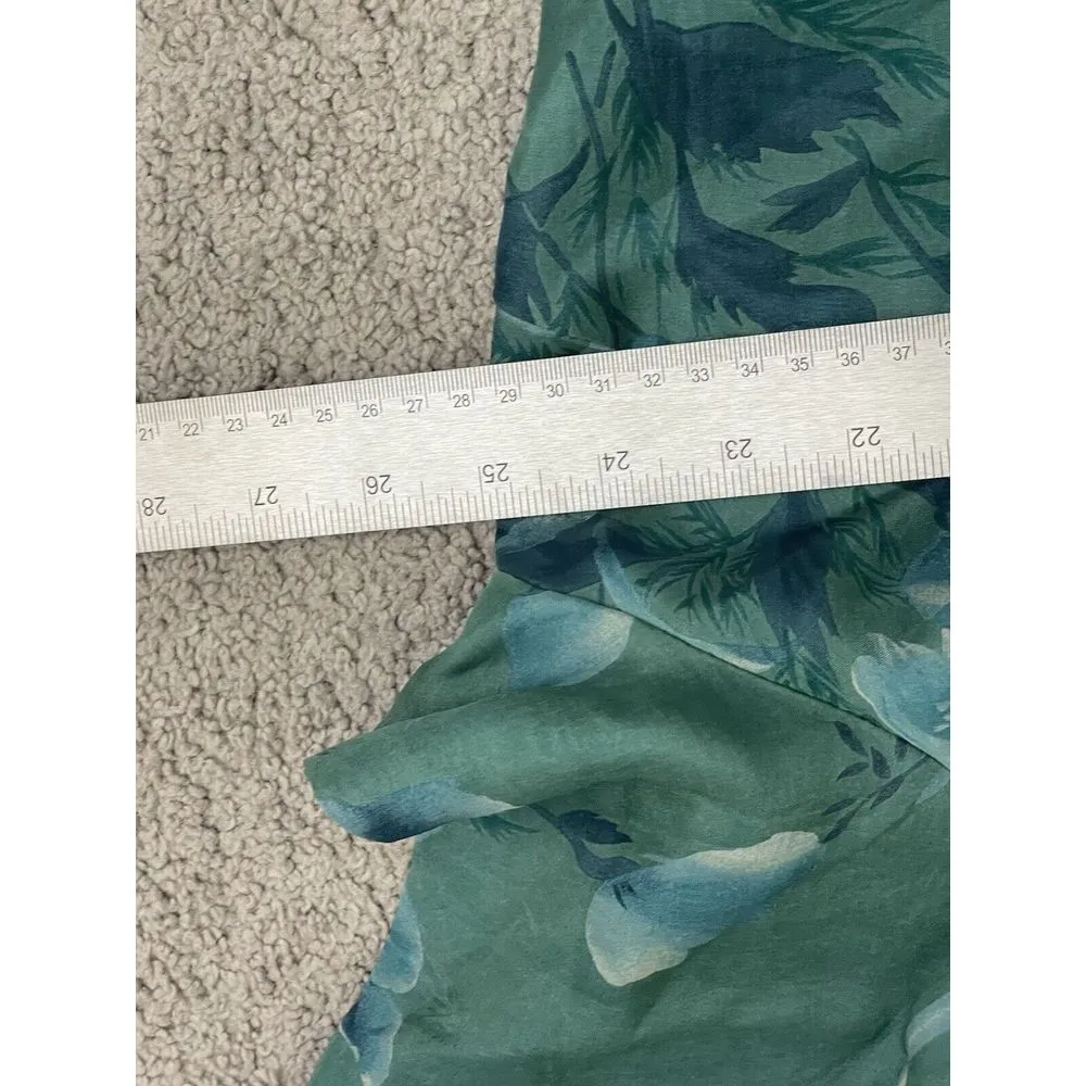 Elisabeth Liz Claiborne Vtg Dress Women 22 Green Maxi Print Shoulder‎ Pad B-R - Image 5