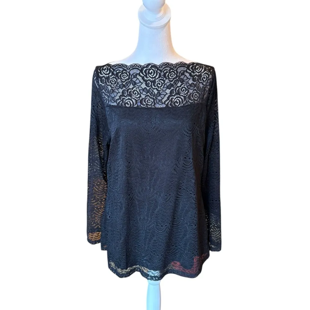 Adiva Lacey Long Sleeve Top Whimsygoth Romantic Womens Large Black NWT - Image 4