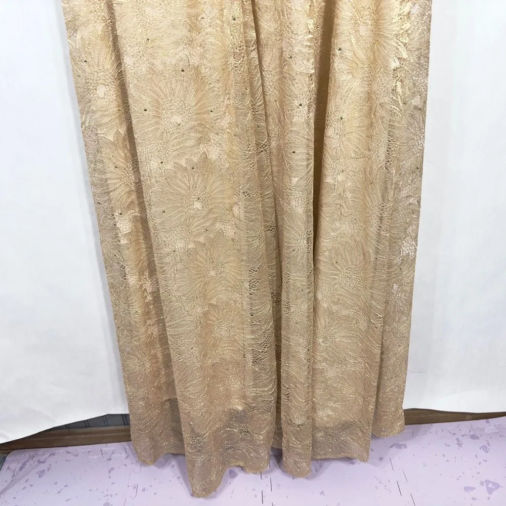 Mac Duggal Evening Gown Size 16 Dress Rose Gold Rhinestone Beaded Lace‎ NWT F - Image 8