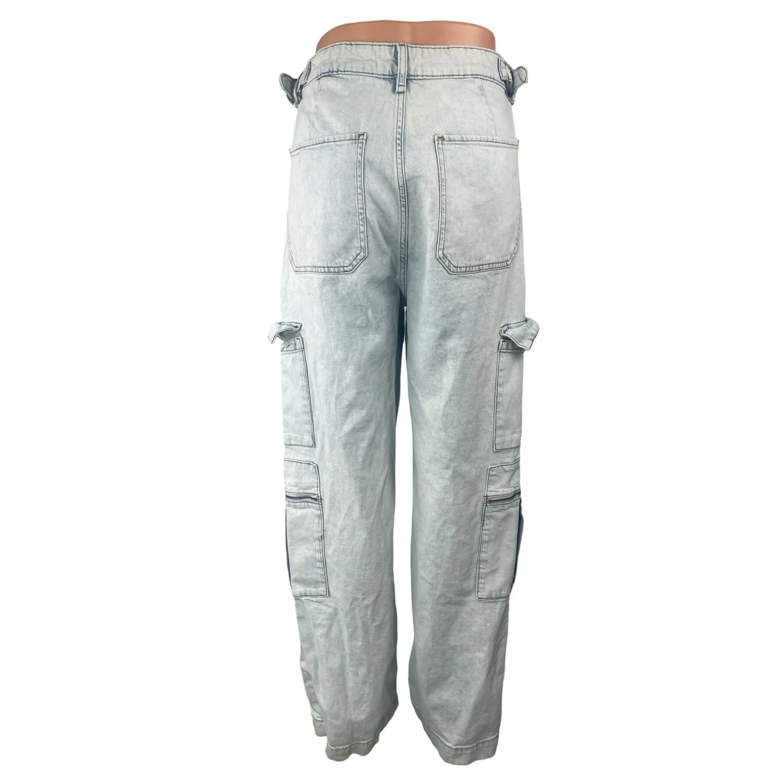 WeWoreWhat Light Blue High Rise Baggy Utility Trouser Cargo Denim Jeans Pants 30 - Image 2