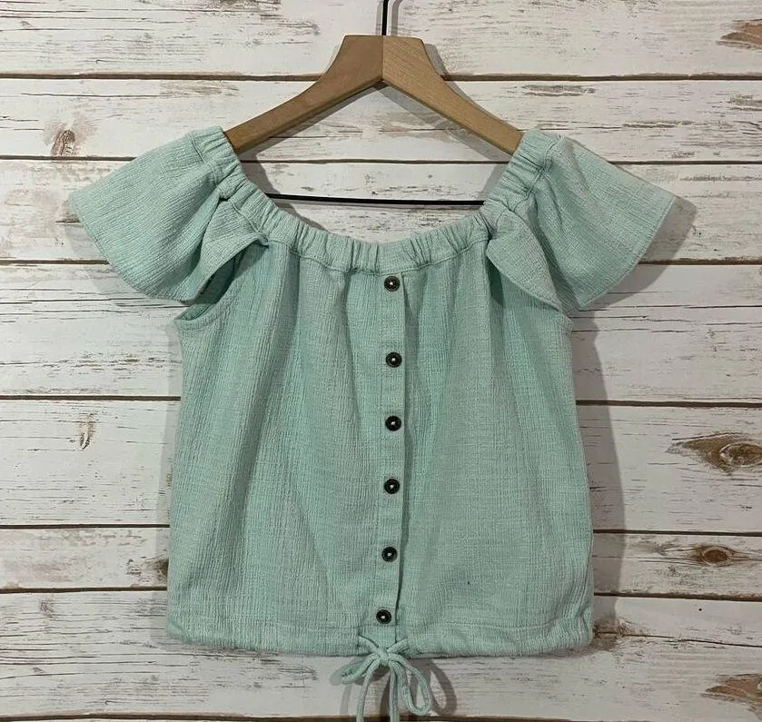 Madewell Texture & Thread Off-the-Shoulder Top - Faraway Sky - XS - Image 11