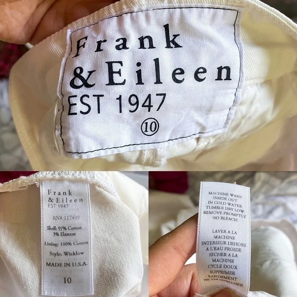 Frank & Eileen Pant Wicklow Chino Twill Mid-Rise Cropped Raw Light Pink 10 GUC - Image 5