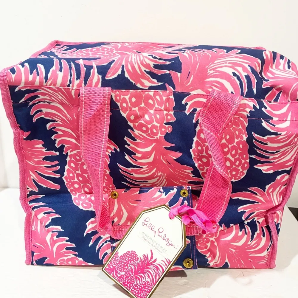 Lilly Pulitzer Pink Pineapple Print Flamenco Insulated Large Cooler NEW - Image 6