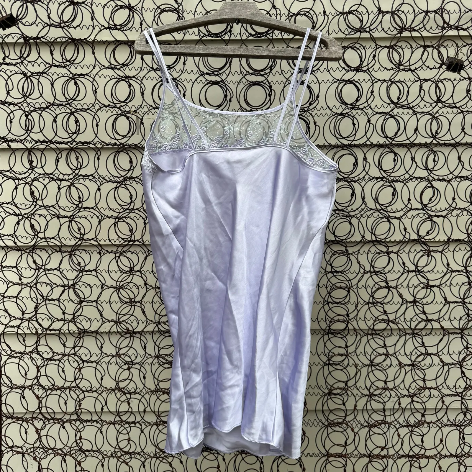 Vintage 90s Y2K Katherine Bishop Lilac Purple Slinky Slip Dress Floral LARGE - Image 7