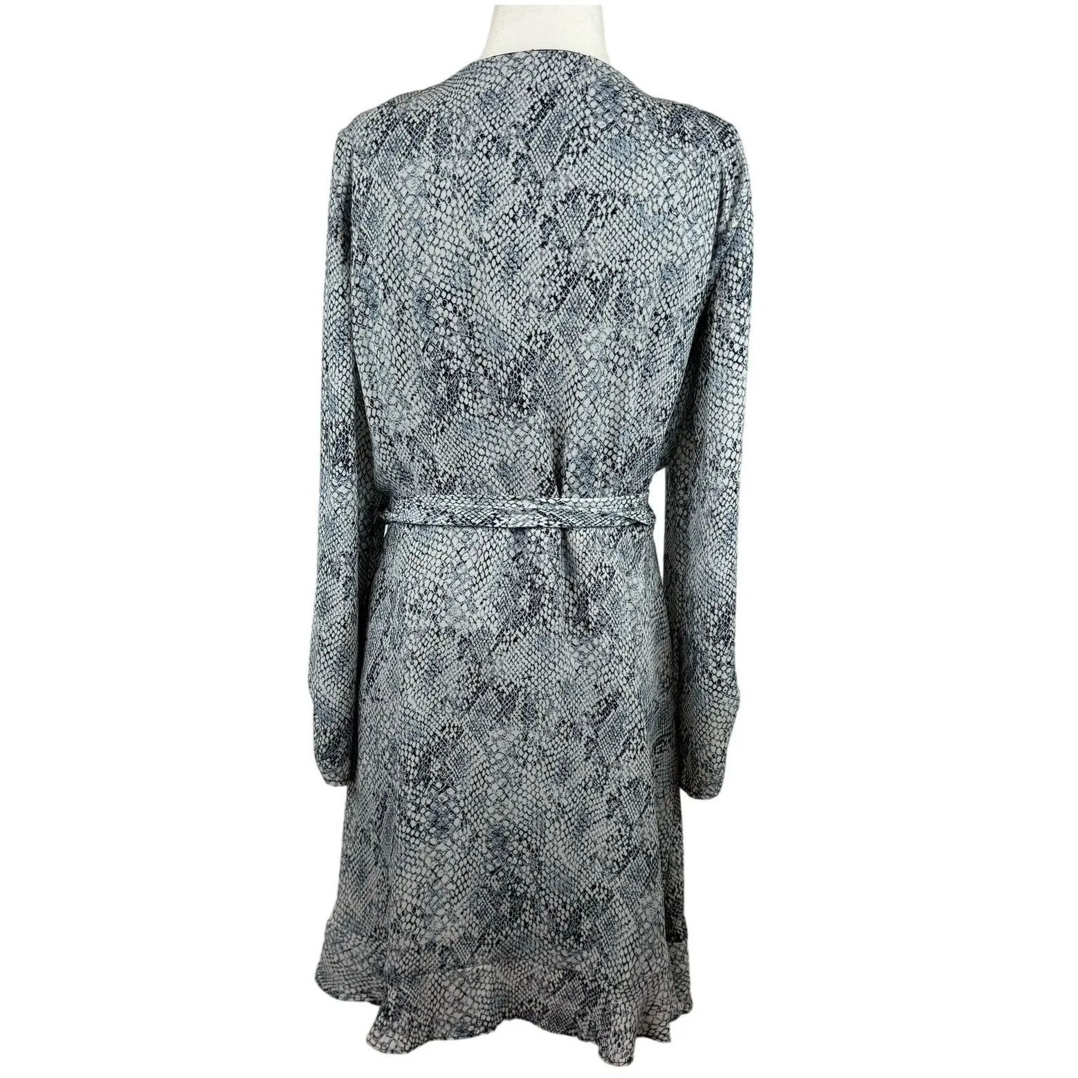 Gianni Bini Womens Snake Print Laura Wrap Dress in Grey Sz‎ L | Office Flowy - Image 3
