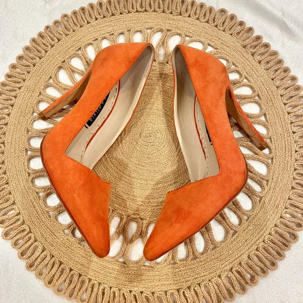 Alice + Olivia Dina Suede Pumps Orange Size EU 37.5 - Image 4