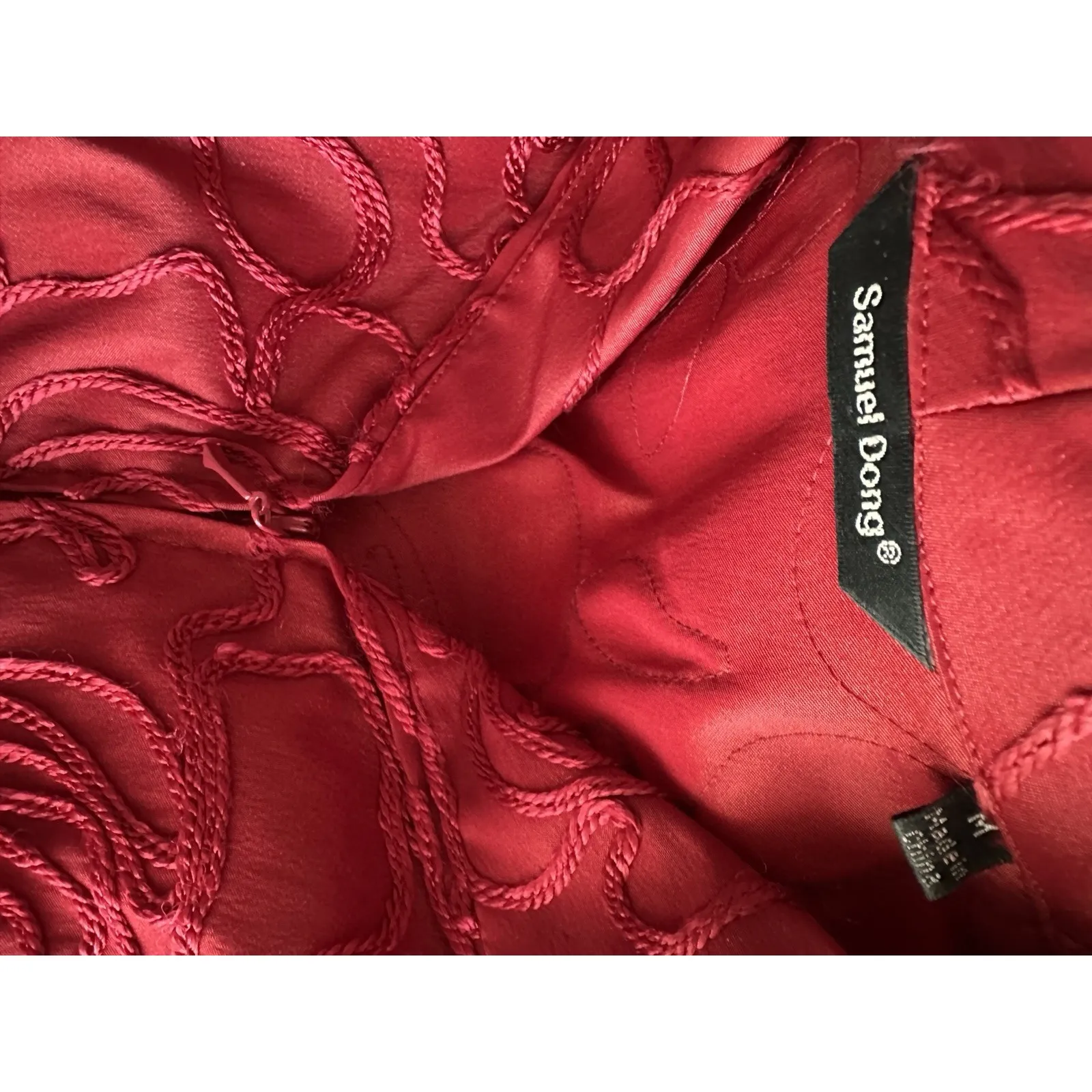 Samuel Dong Zipped Soutache Jacket Red Art - Image 3