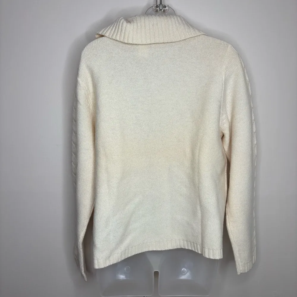 Pendleton 100% Lambswool Full Zip Cable Knit Ladies Sweater Cream Size large - Image 2