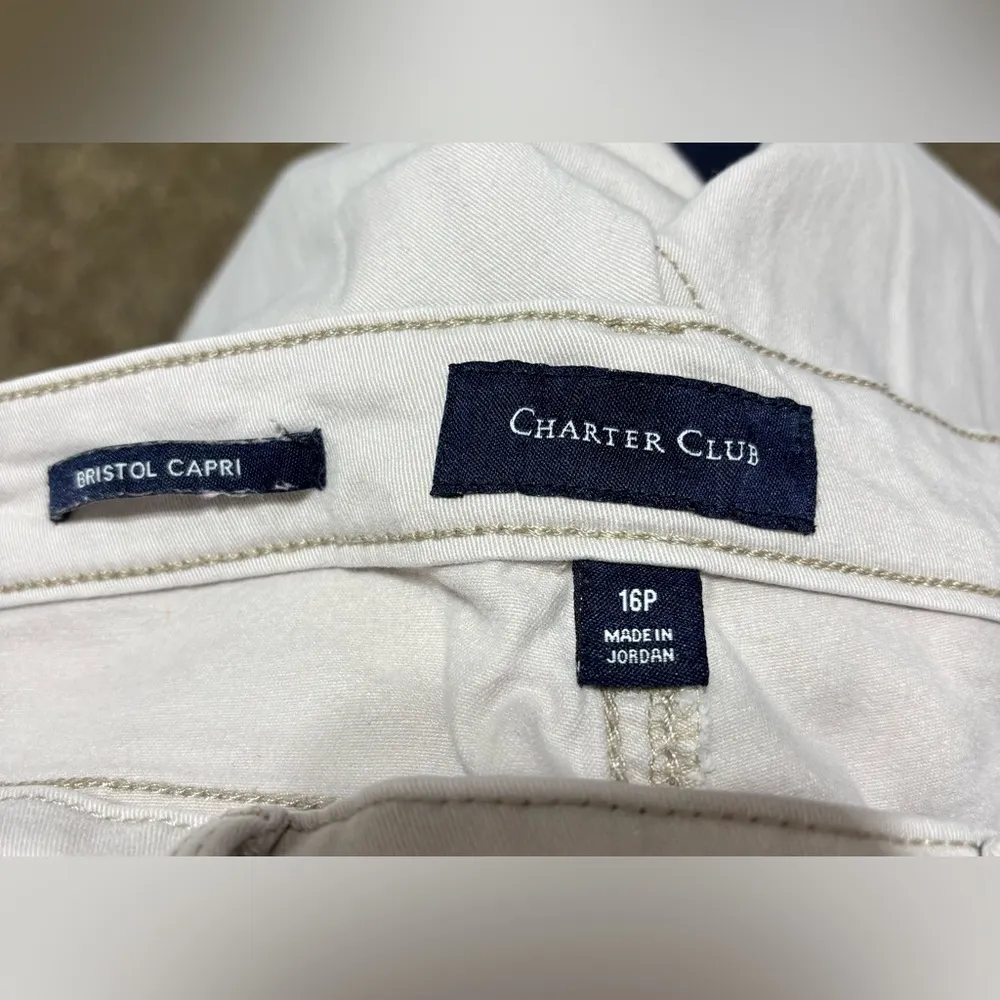 Charter Club Cream Capri Pants 16P 8”w leg 
32” waist to hem - Image 2