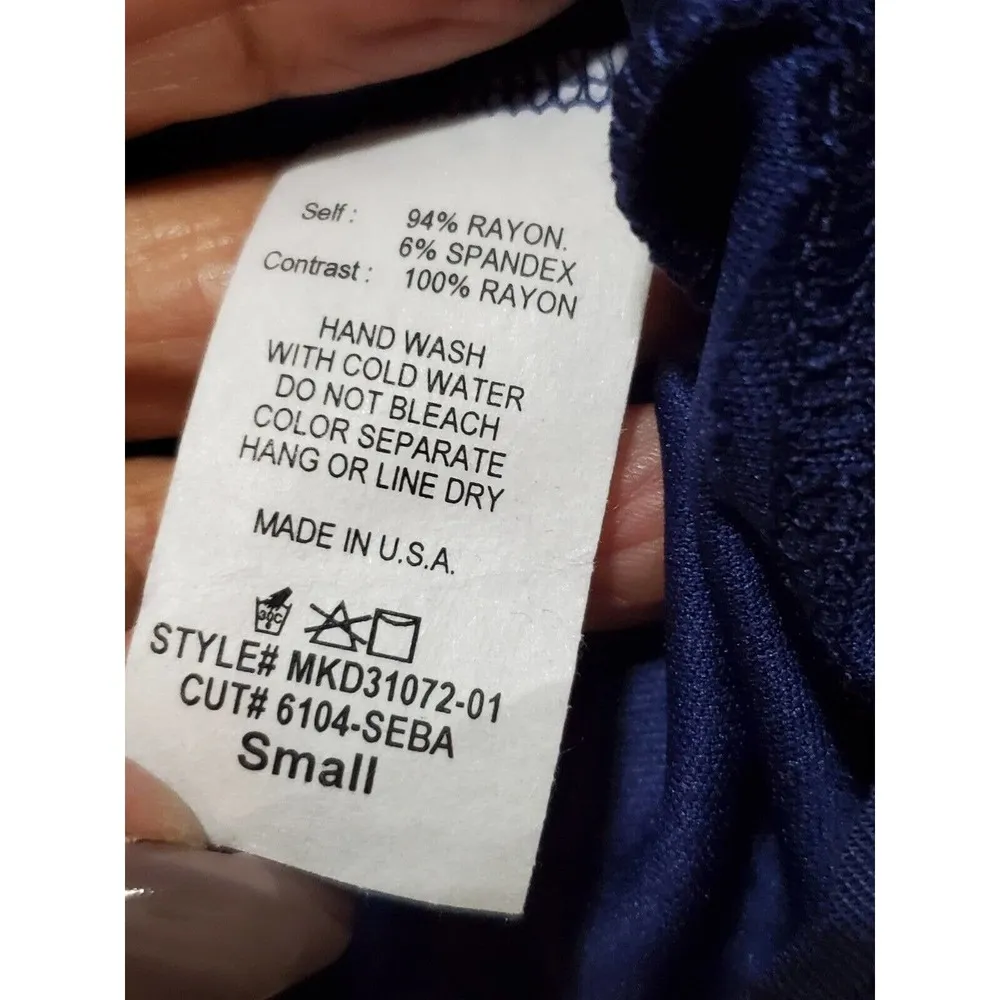 Tinley Women Blue & Gray Rayon Round Neck Long Sleeve Knee Length Dress Size S - Image 11