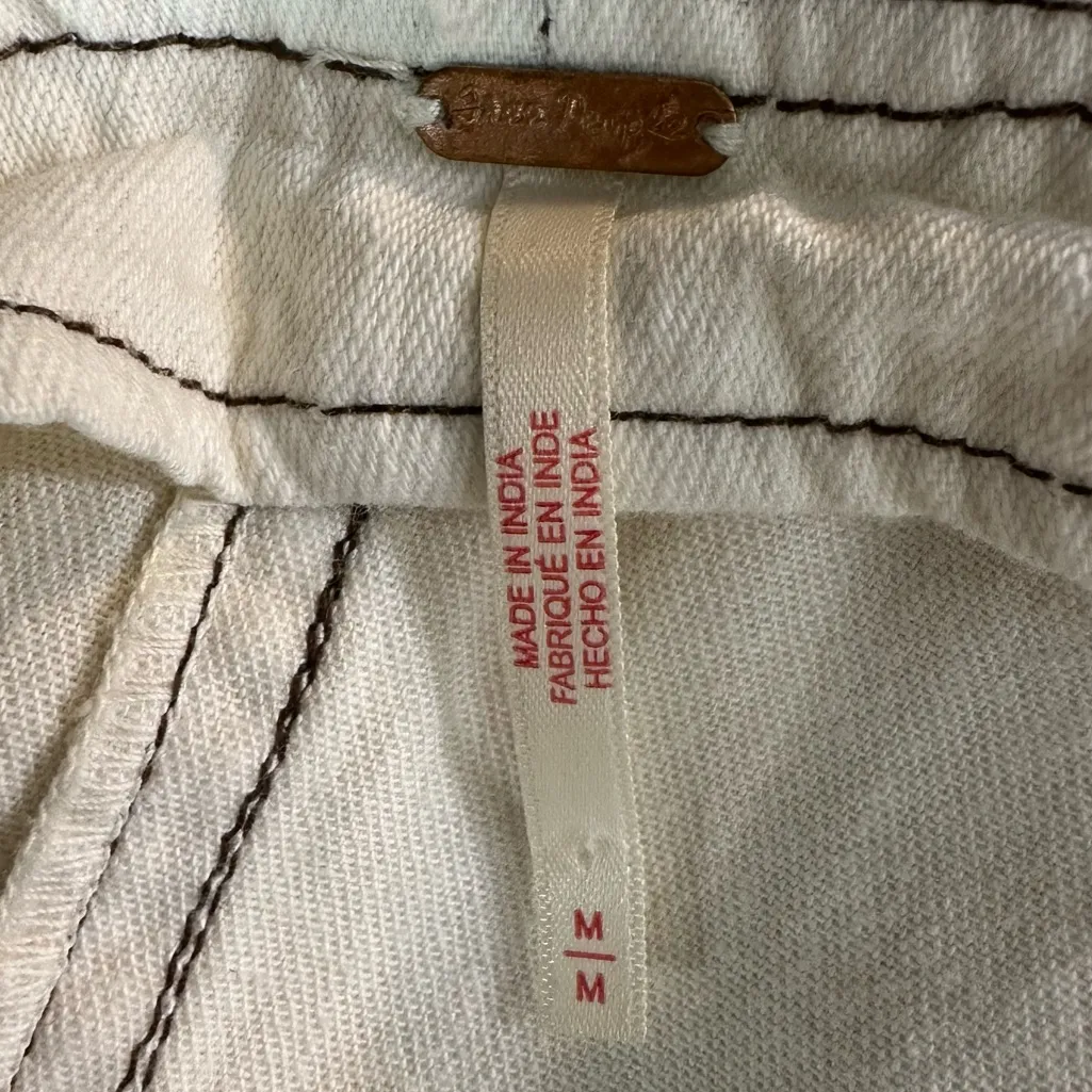 Free People Santino Denim Zip Front Midi Dress in Ecru Size Large Minimalist - Image 12