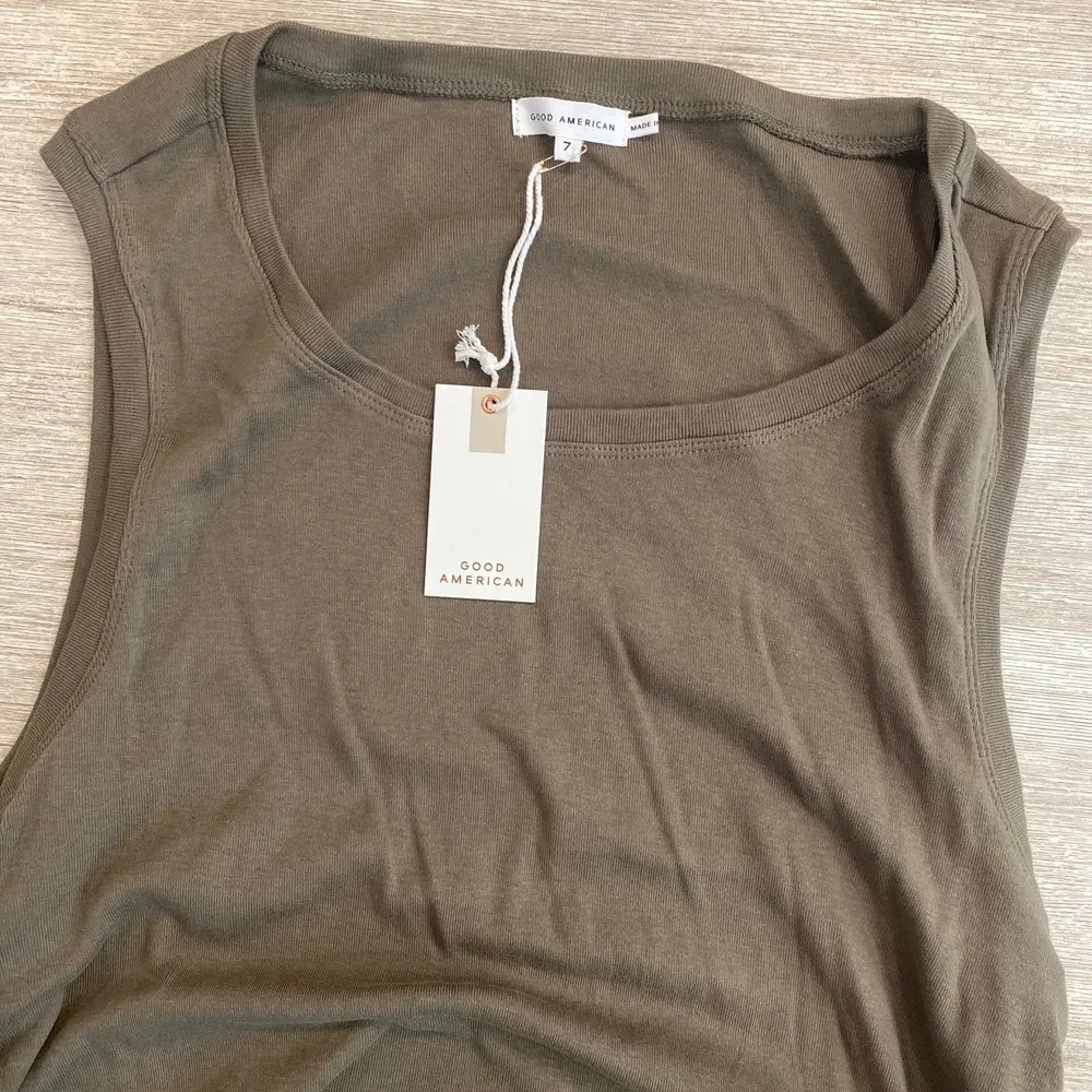 NWT Good American Side Rouched Tank Dress in Sea Turtle 008 Size 4XL - Image 4