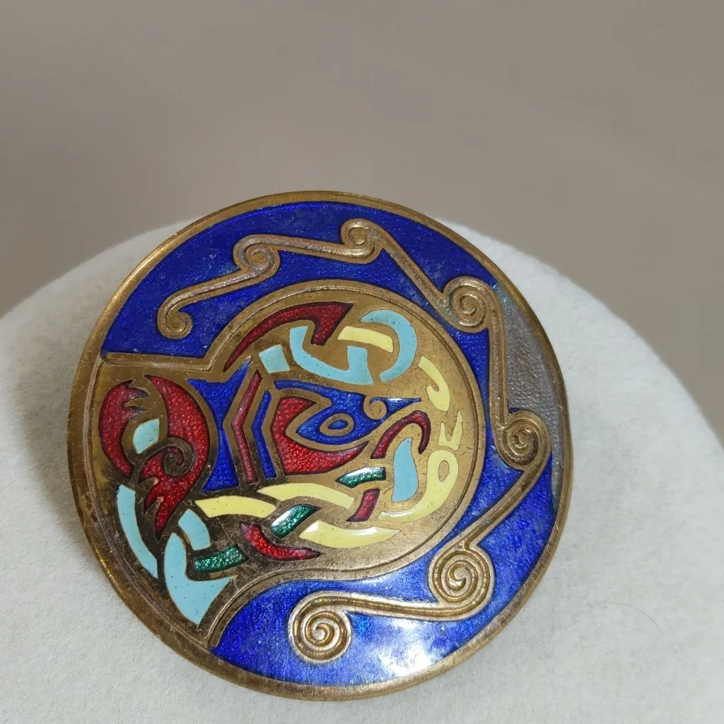 Brooch Book of Kells Tara Ware Celtic Irish Enamel Pin Handcrafted Art Nouveau Blue Size 2 - Image 3