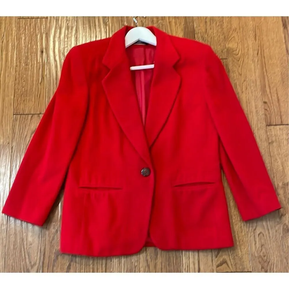Vintage Harve Benard 100% wool red single button blazer M - Image 2