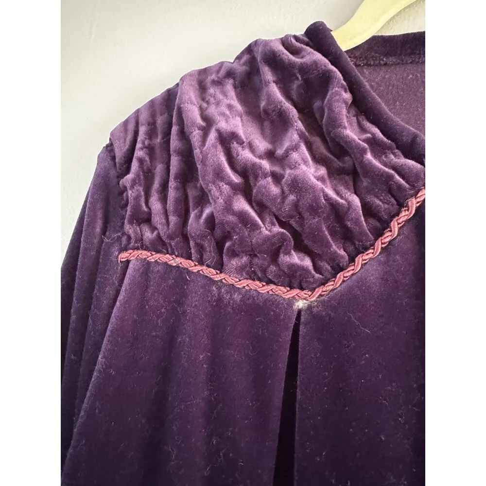Delicates Vintage Purple Velour Pullover Robe Nightgown Women’s Size Medium - Image 5