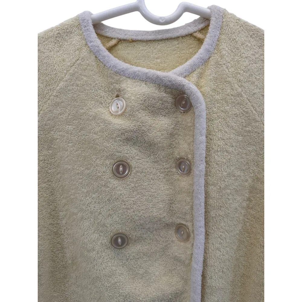 Vintage Terrycloth robe jacket double breasted beach pool vacation yellow medium - Image 2