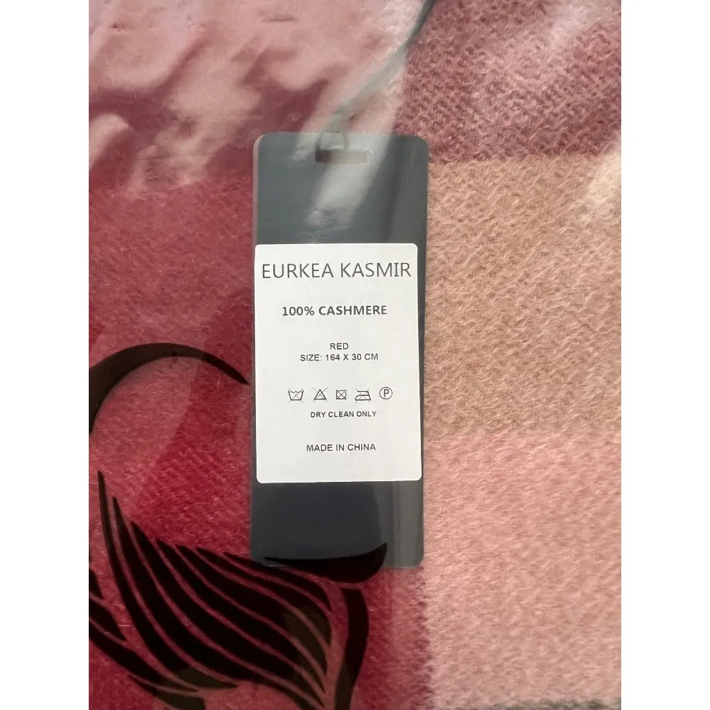 Eurkea Kasmir Red Cashmere Scarf Striped Pattern 164x30cm Luxury Winter Accessor - Image 3