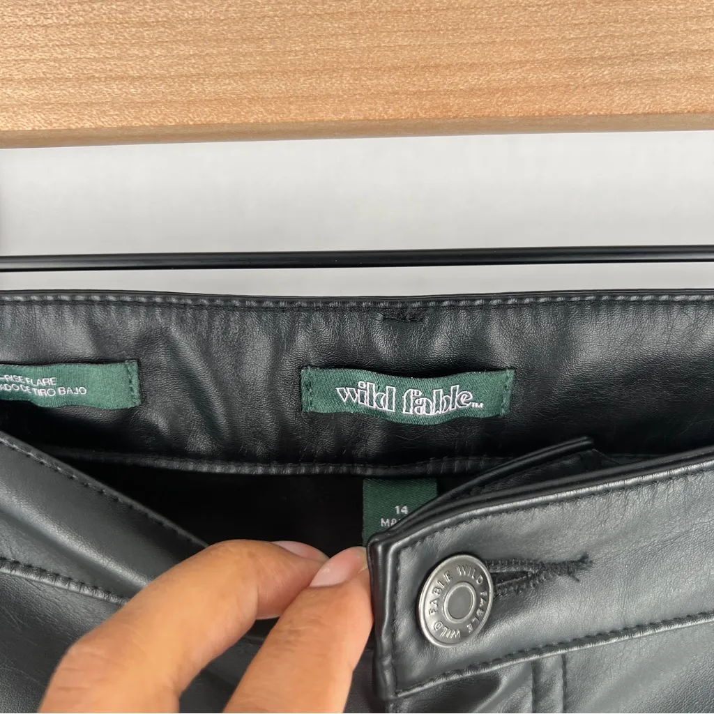 Wild‎ Fable Black Faux Leather Low Rise Flare Pants Size 14 - Image 3