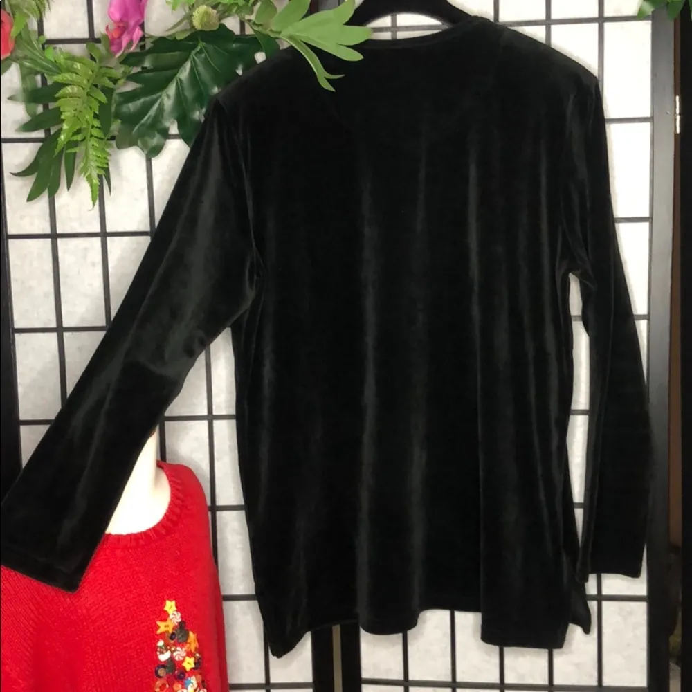 Vintage Karen Schott  Velvet with Christmas appliqué Tunic size XL - Image 4
