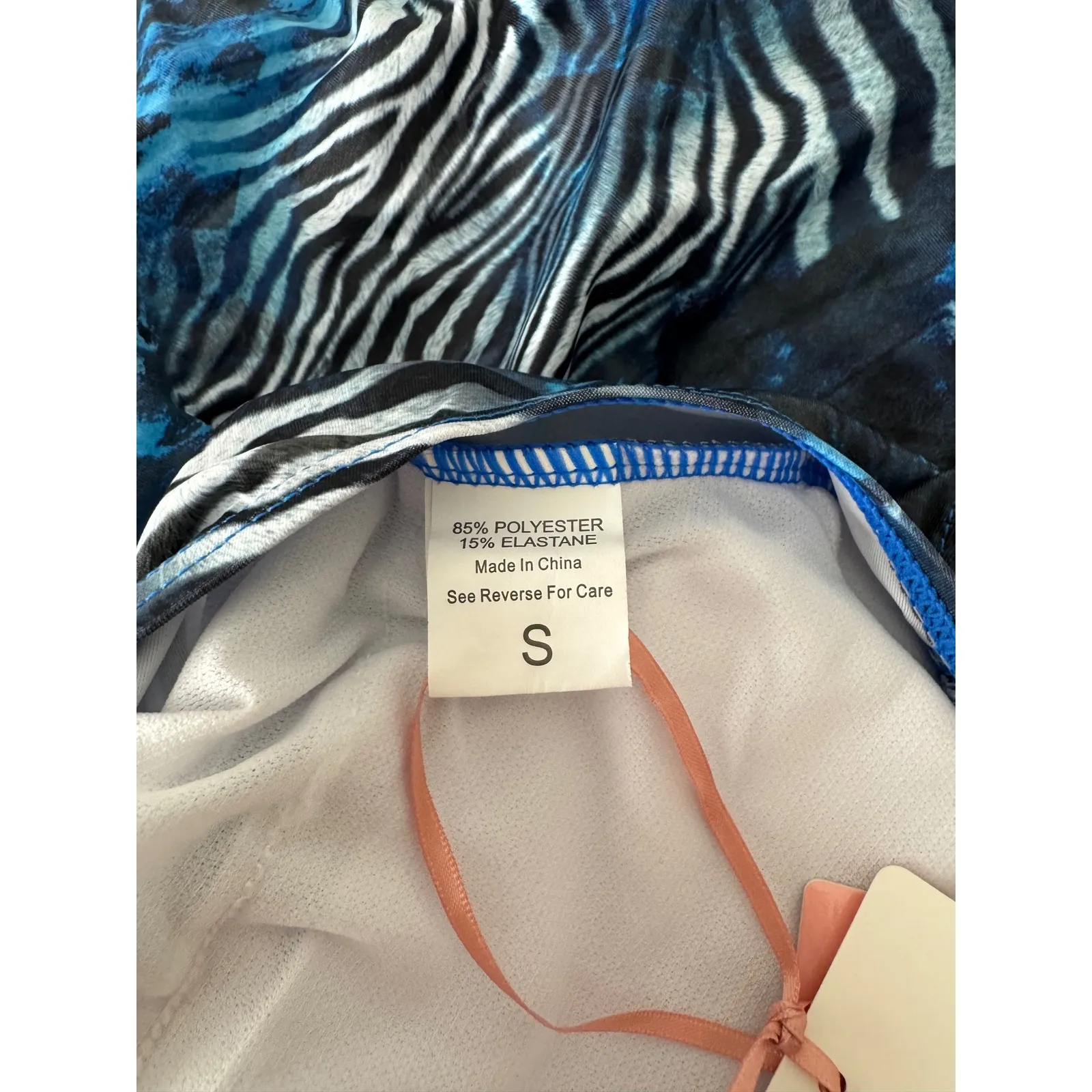 Emme Jordan One‎ Piece Swimsuit Cutout Zebra Print Blue Size S - Image 6
