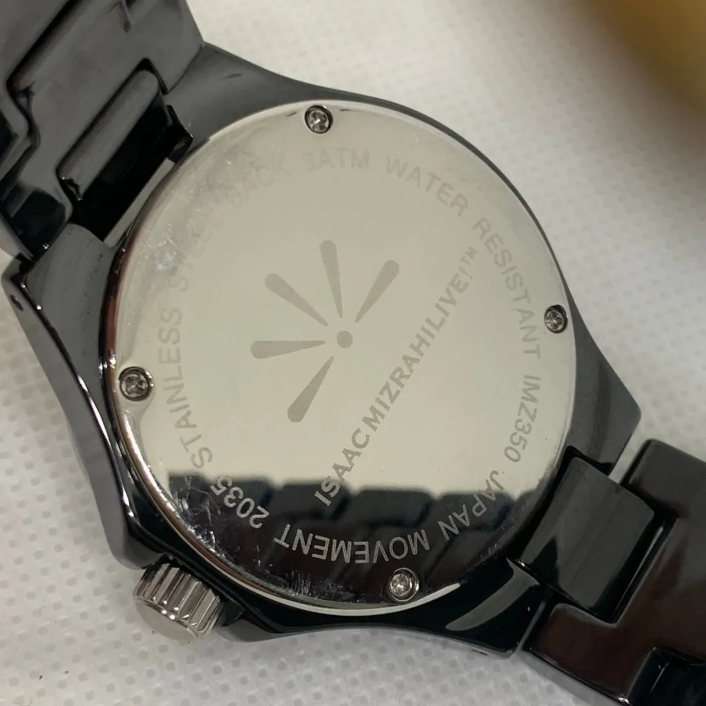 Isaac Mizrahi Live Women watch mop Dial Floral Bezel Ceramic size 7” running - Image 7