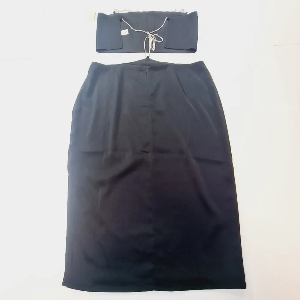 Superdown Ruth Diamond Chain Skirt Set in Black XL - Image 10