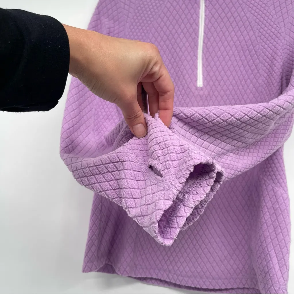 Tek Gear Quilted Fleece 1/4 Zip Pullover Women M Purple Thumbholes Turtleneck - Image 6