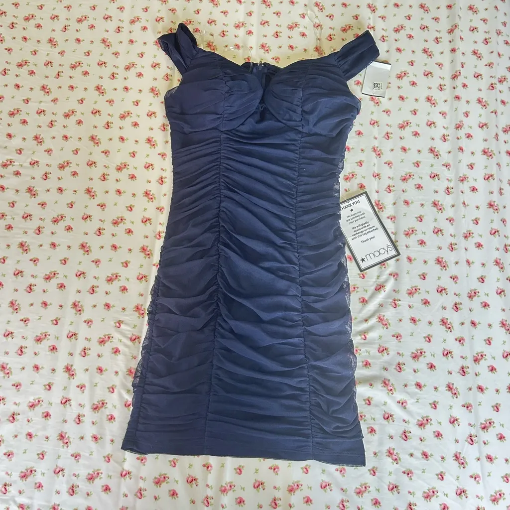 Crystal Doll Blue Ruched Bodycon Mini Dress - Image 2