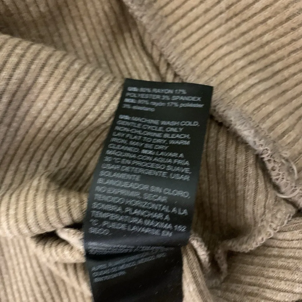 White House Black Market M Tan V Neck Knit Sweater Ribbed Pullover Neutral‎ Chic - Image 4