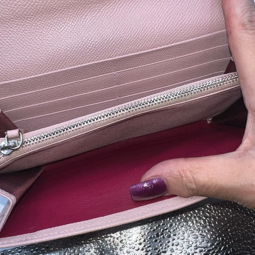 Bvlgari Clip Closure Long‎ Blush Leather Wallet - Image 7