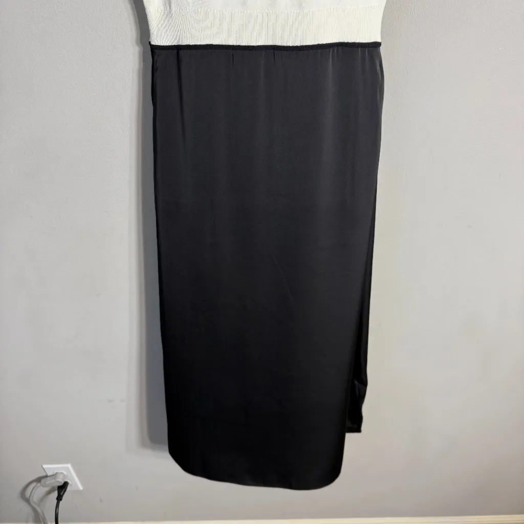 Hugo Boss Ferdola Mixed Media Midi Dress Women's XS Ivory Black Career Chic NWOT - Image 11