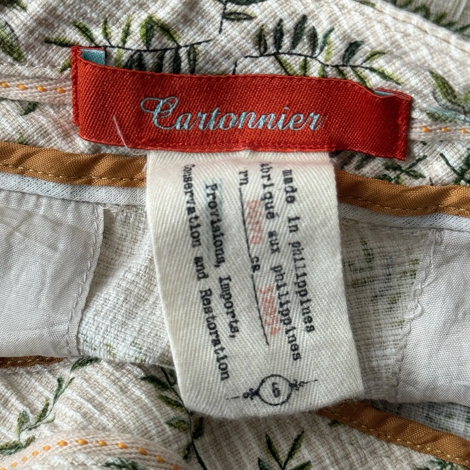 Anthropologie Cartonnier Pants Womens 6 Cream Green Charlie‎ Trouser Botanical - Image 7