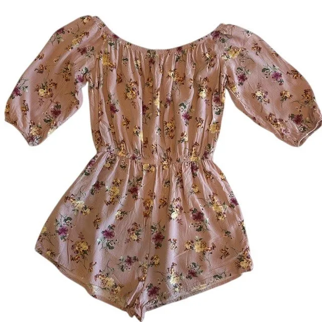 Haute Monde Floral Romper Off Shoulder Elastic Waist Casual‎ Cute Comfy Size S - Image 16