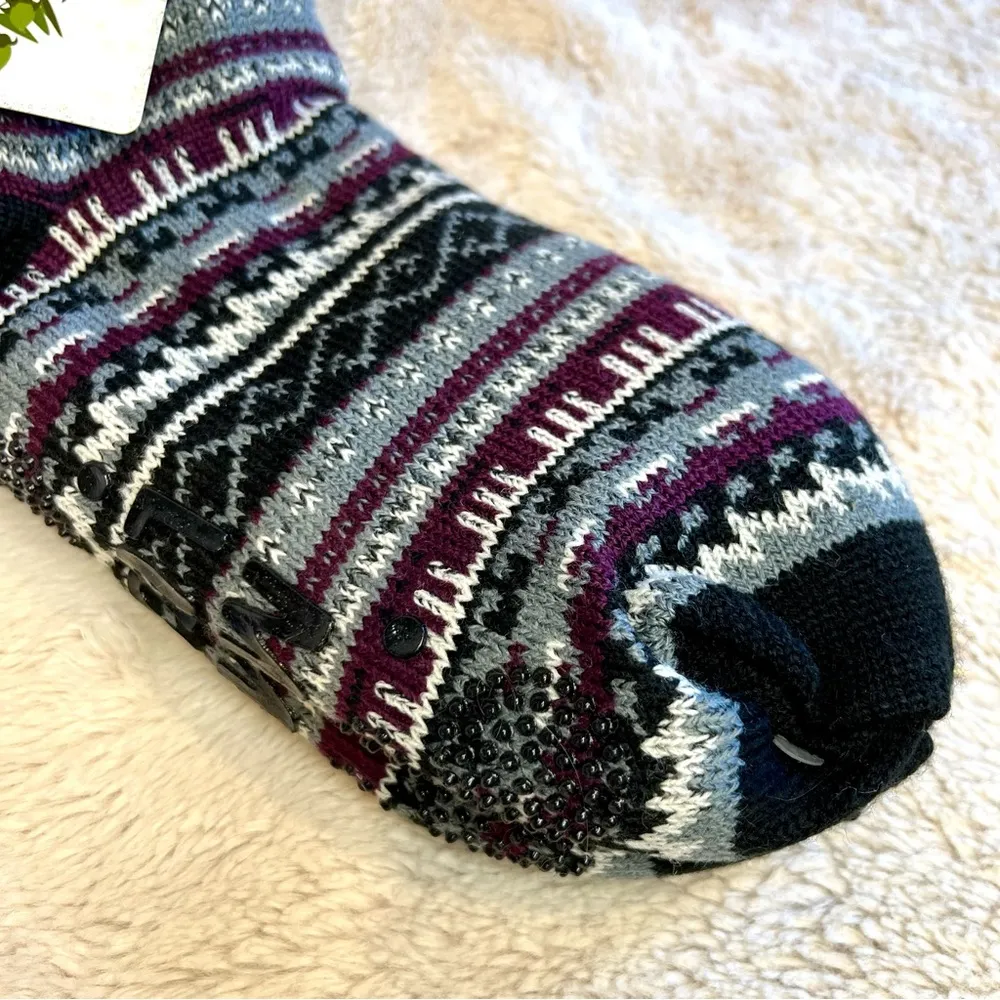 NWT Muk Luks Black Fairisle Tall Sherpa Cabin Socks - Image 3