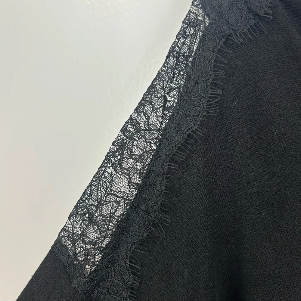 NWT H by Halston Lace Panel Black Cowl Neck  Sweater Size Medium - Image 11