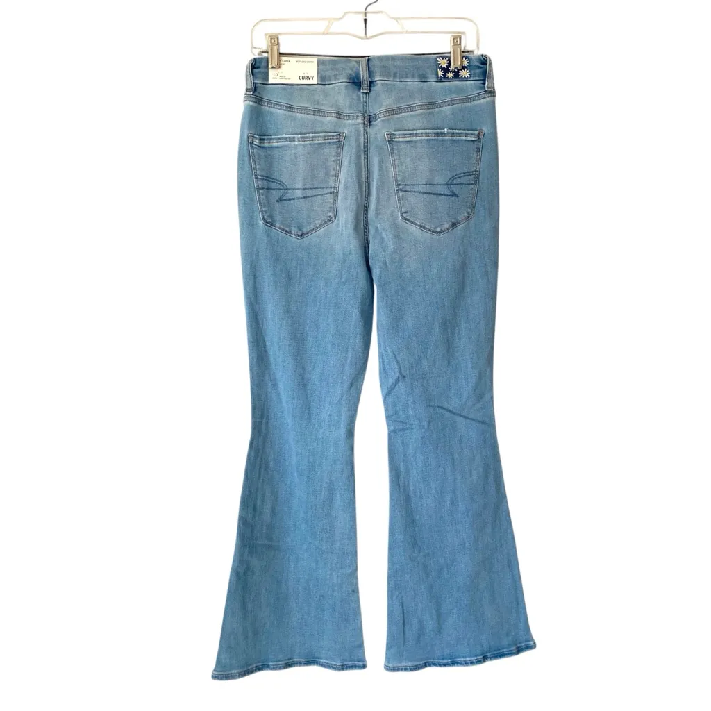 American Eagle NWTs Ripped Curvy Super High Waisted Flare Jeans size 30 size 10 - Image 8