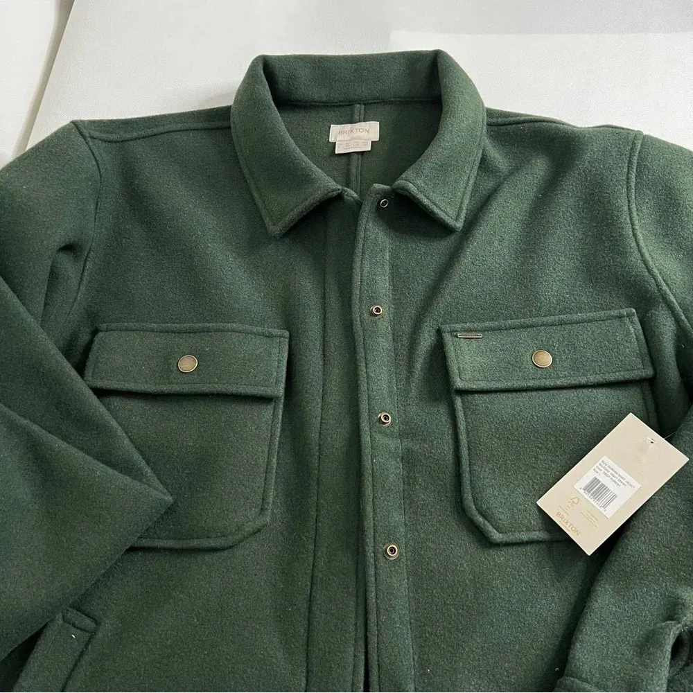 Brixton Durham Shirt Jacket Shacket Deep Forest Green Size Large Long Sleeve - Image 5
